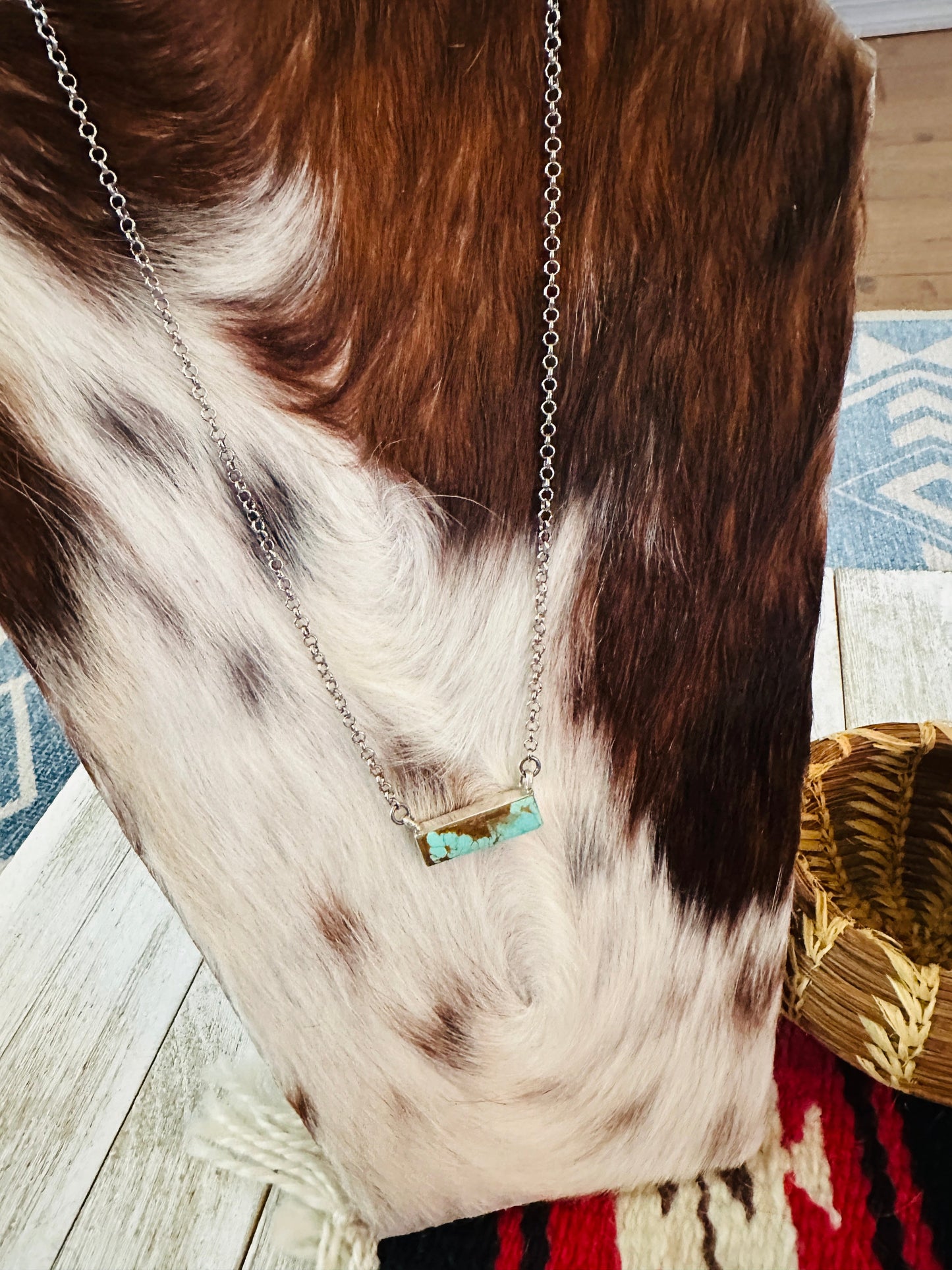 Handcrafted Sterling Silver & Turquoise Bar Necklace