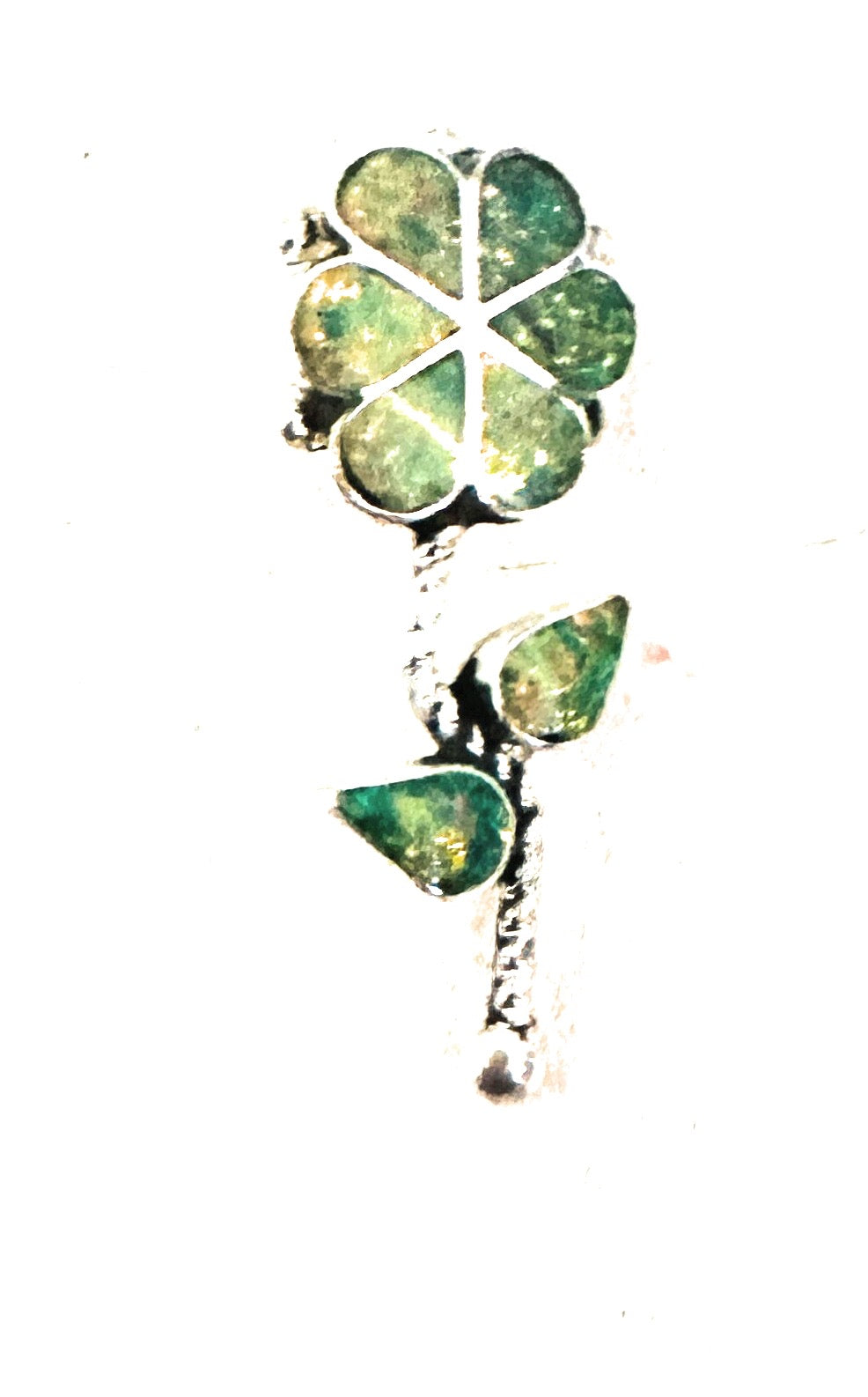 Handcrafted Green Opal & Sterling Silver Inlay Flower Pendant