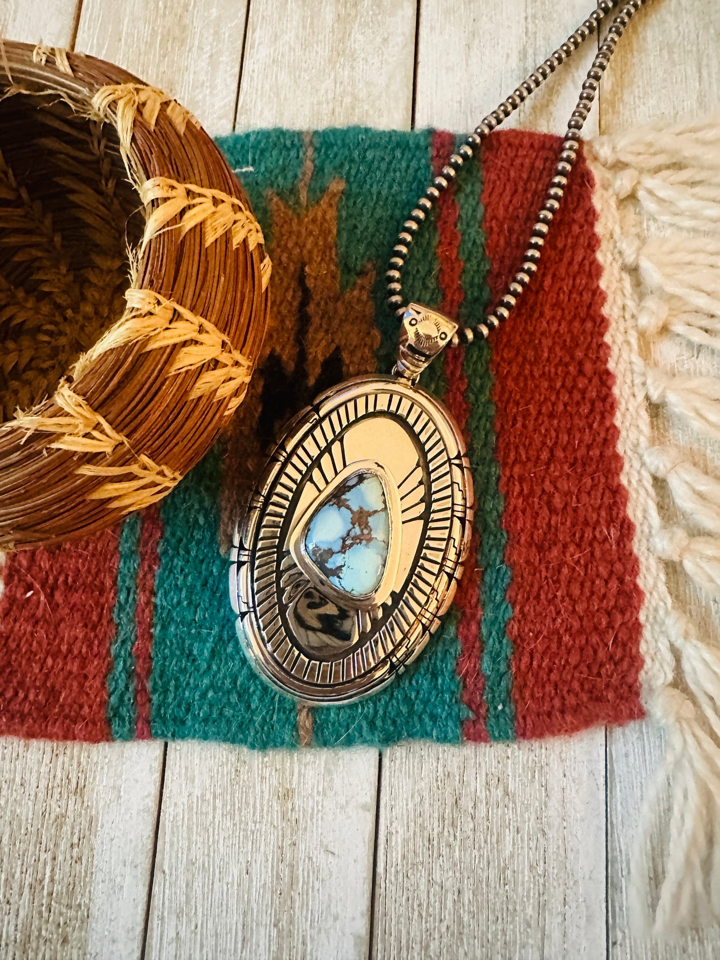 Handcrafted Golden Hills Turquoise & Sterling Silver Pendant