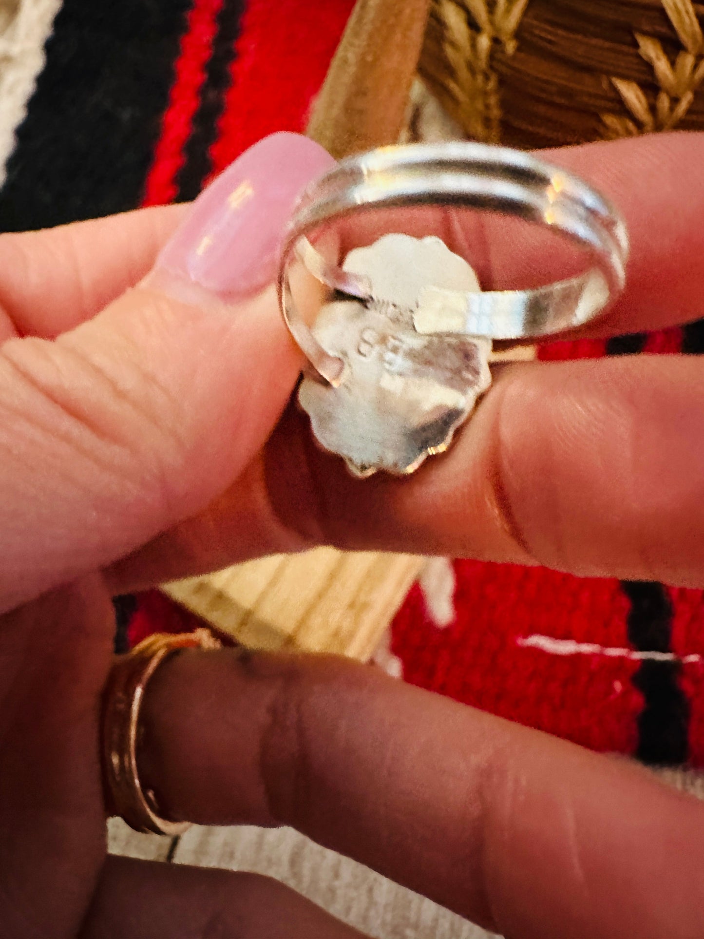 Handcrafted Sterling Silver, Pink Dream Mojave & Turquoise Cluster Adjustable Ring