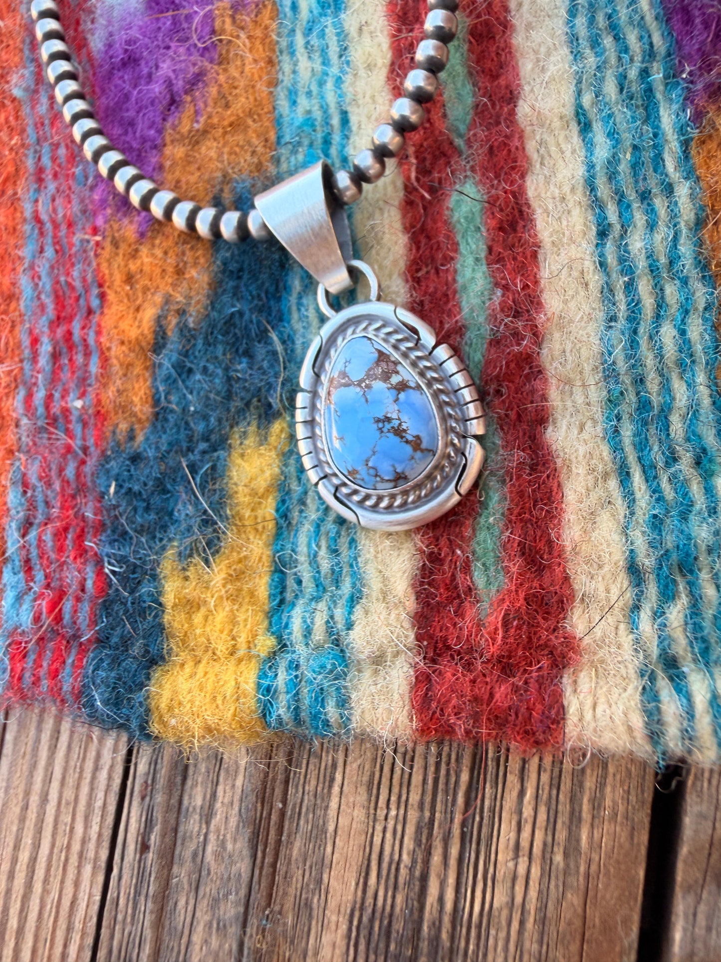 Handcrafted Sterling Silver & Golden Hills Turquoise Pendant by David Skeets