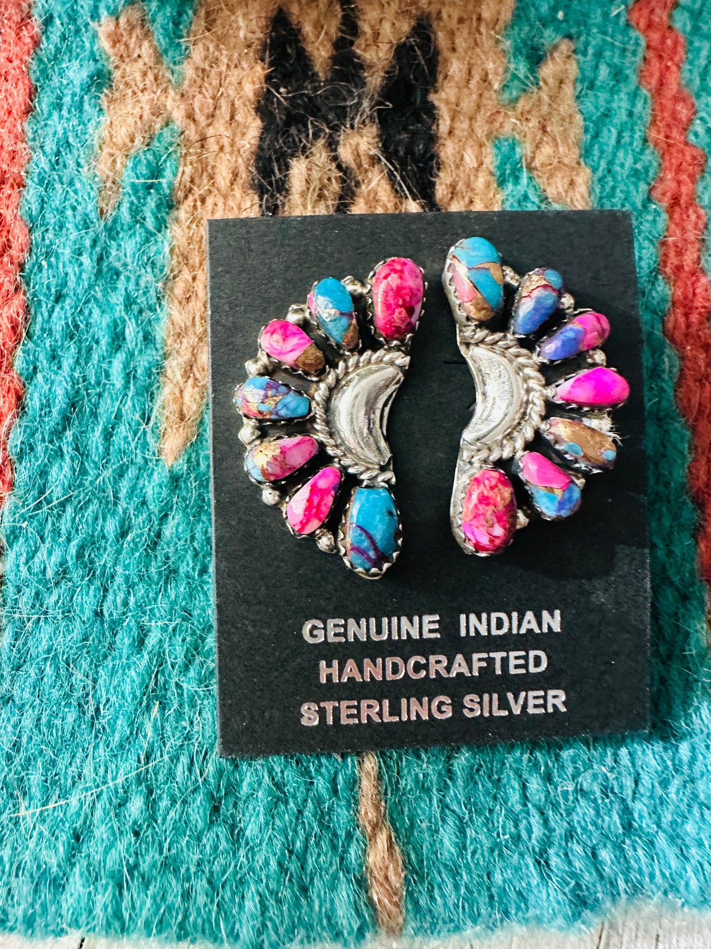 Sterling Silver & Pink Dream Mojave Cluster Post Earrings