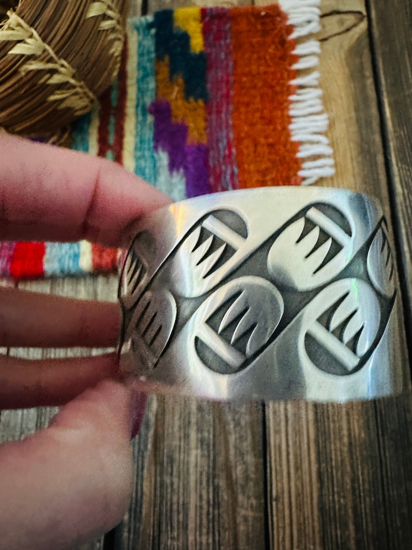 Handcrafted Old Pawn Sterling Silver Bear Paw Cuff Bracelet