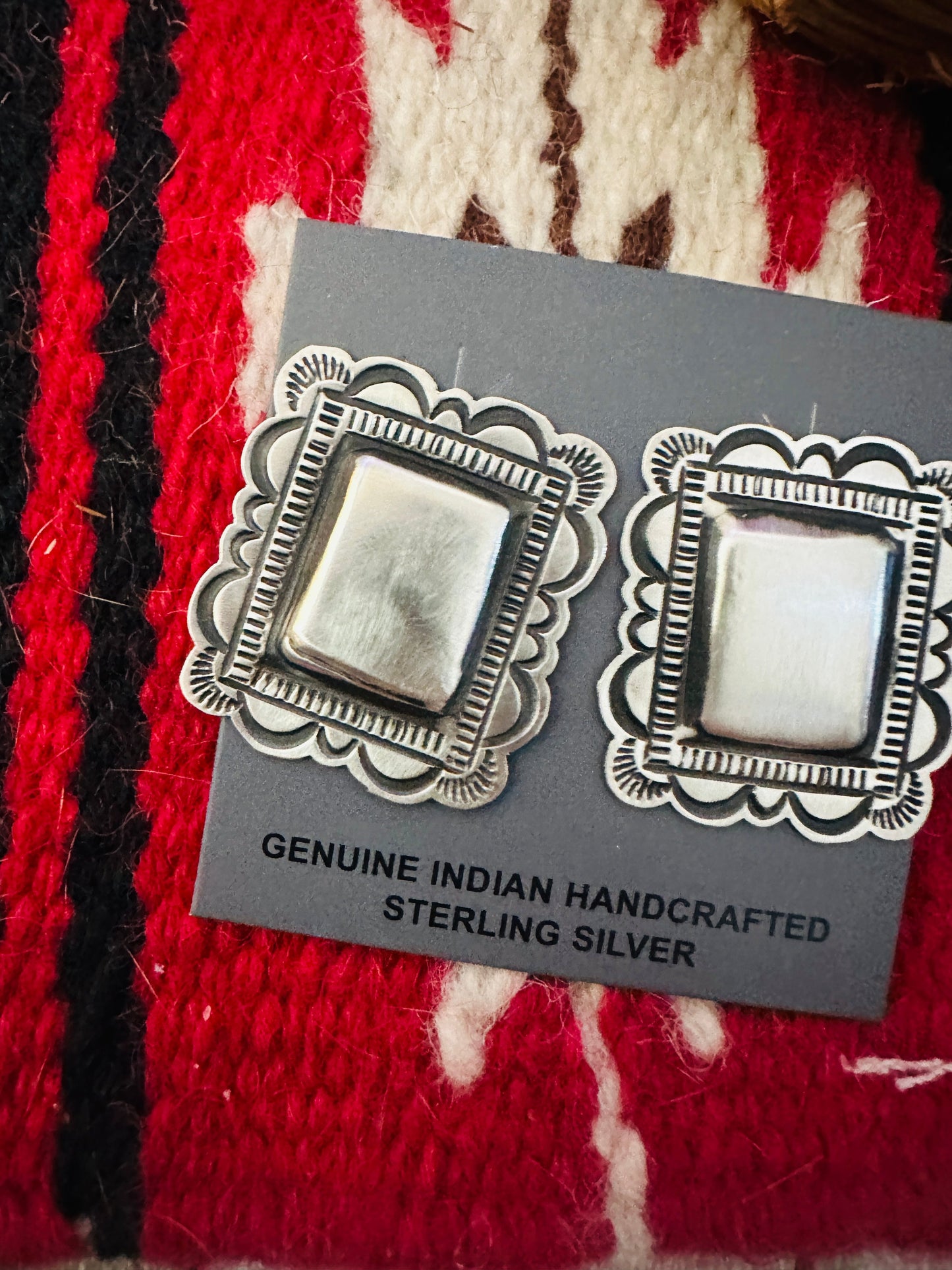 Handcrafted Sterling Silver Concho Post Earrings by Leander Tahe