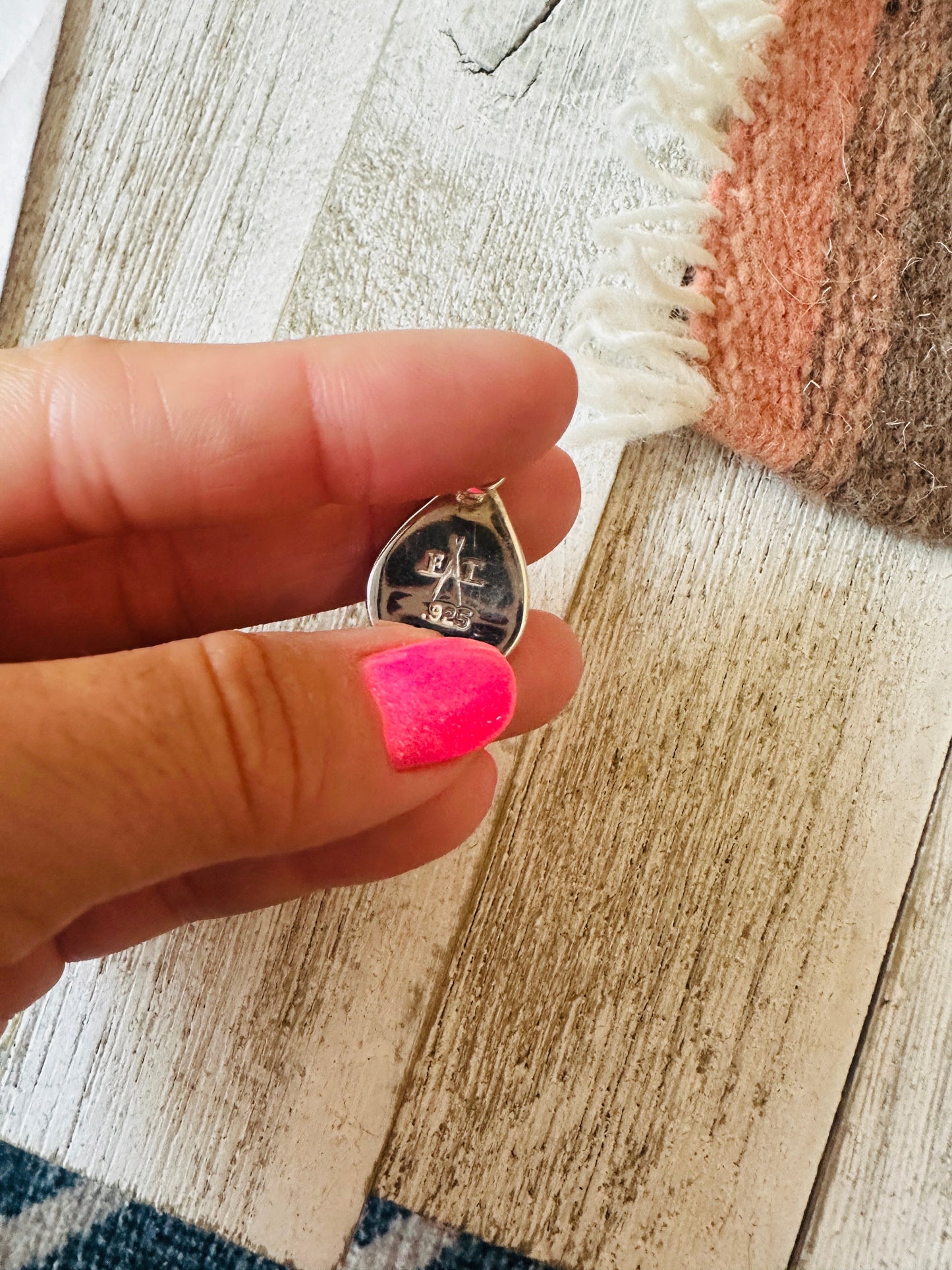 Handcrafted Multi Stone & Sterling Silver Inlay Teardrop Pendant