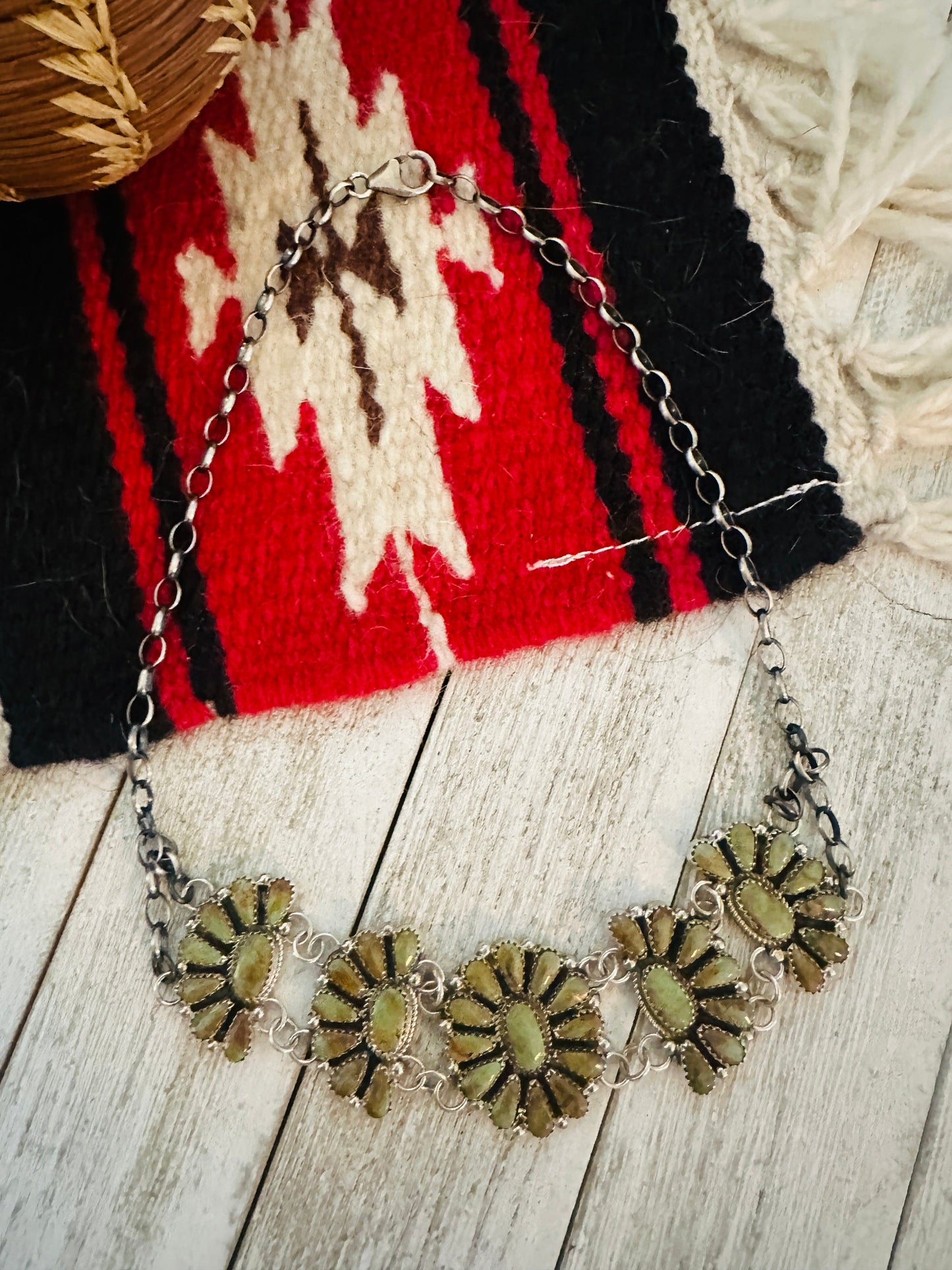 Handcrafted Sterling Silver & Turquoise Cluster Necklace