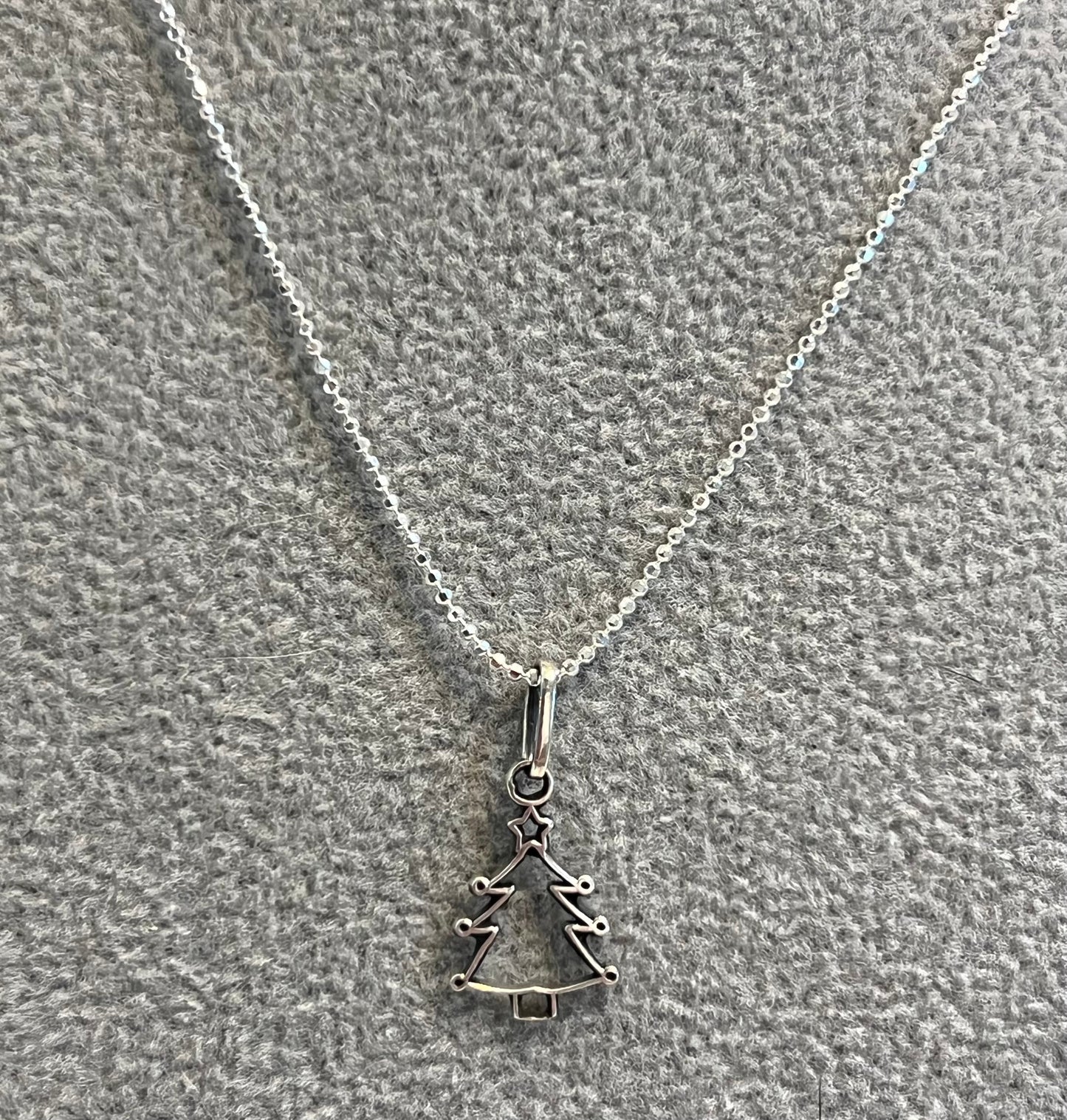 Sterling Silver Christmas Tree Pendant Necklace