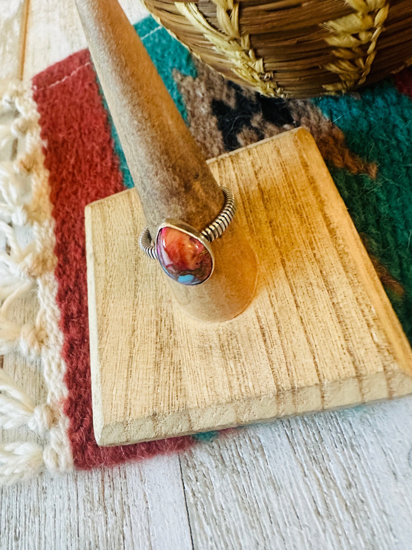 Handcrafted Sterling Silver & Pink Dream Mojave Teardrop Ring