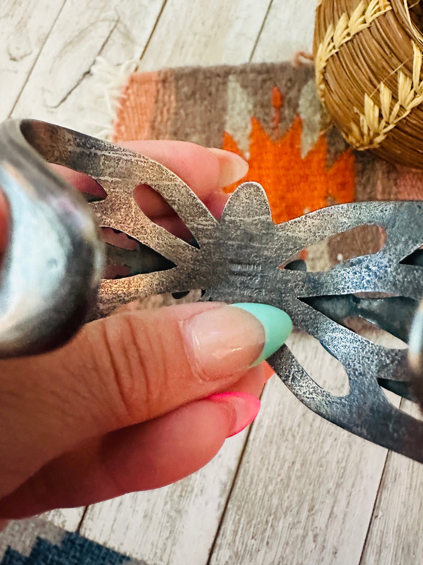 Handcrafted Turquoise & Sterling Silver Cuff Bracelet by Chimney Butte