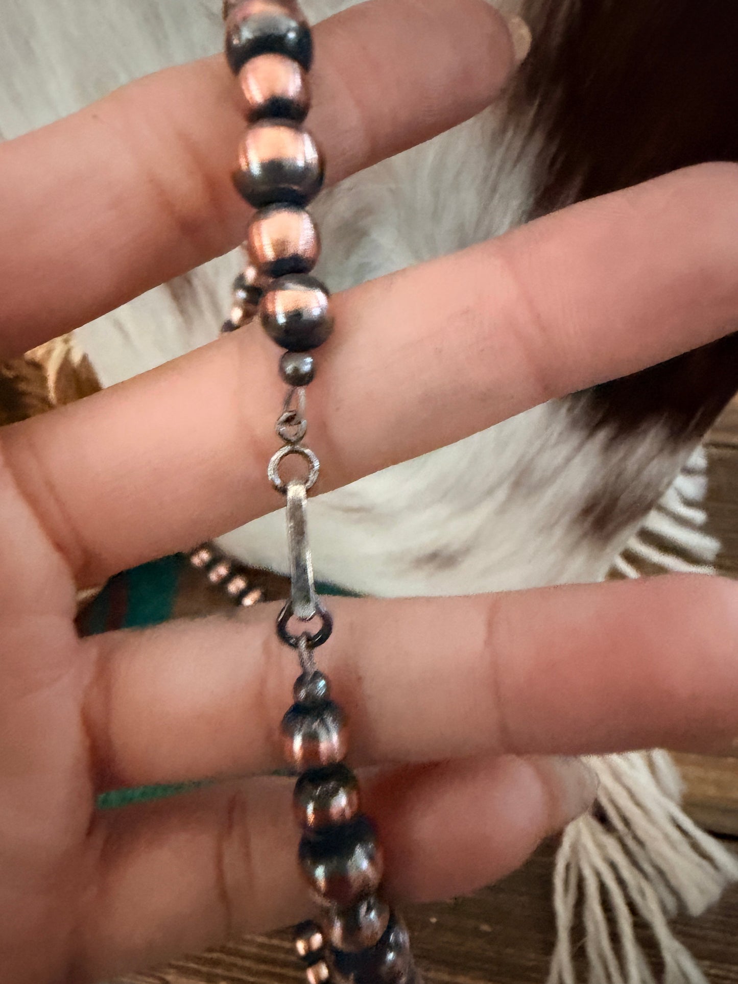 Handcrafted 6-8mm Copper Beaded Necklace