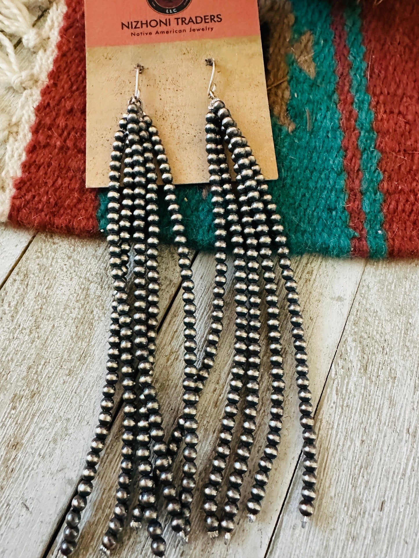 Handcrafted Sterling Silver Pearl Beaded Tassel Dangle Earrings