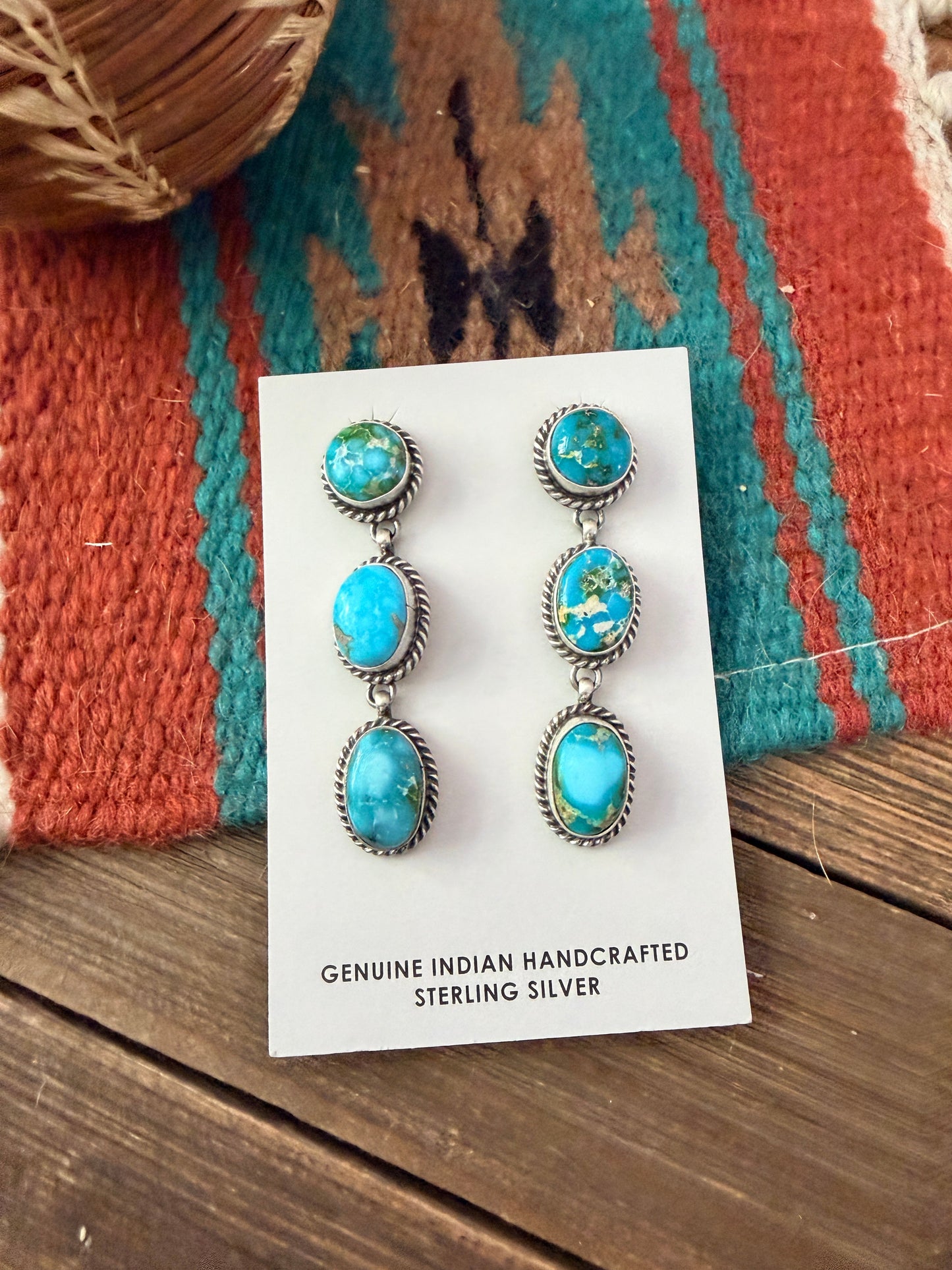 Handcrafted Sonoran Mountain Turquoise & Sterling Silver Dangle Earrings