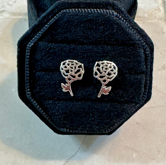 Sterling Silver Birthday Flower Stud Earrings October