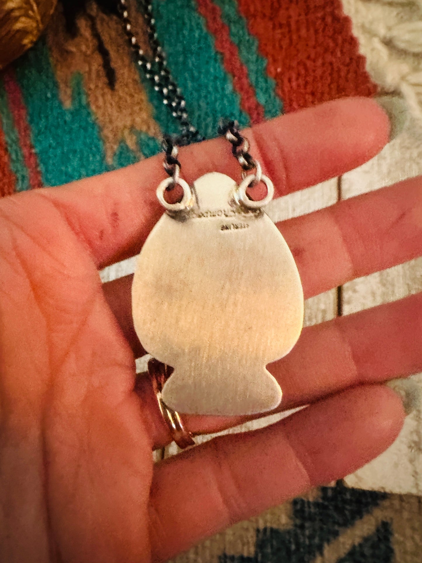 Handcrafted Sterling Silver & Multi Stone Inlay Spade Necklace