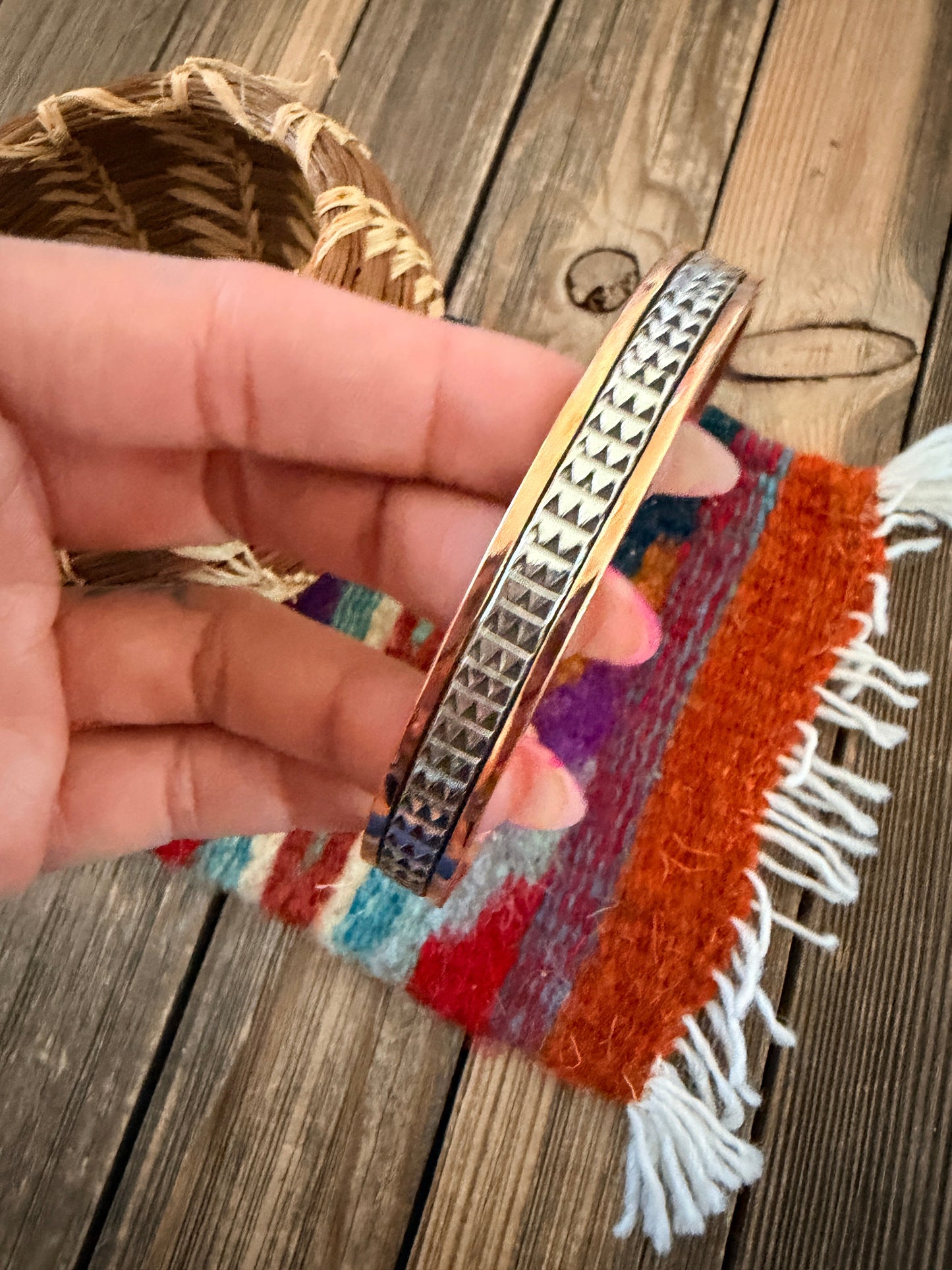 Handcrafted Copper & Sterling Silver Cuff Bracelet