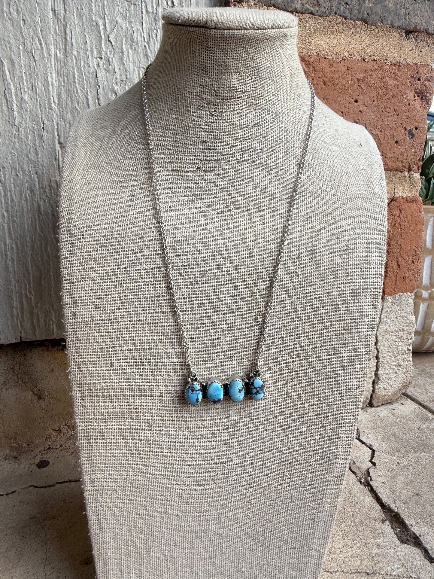 Handmade Sterling Silver Golden Hills Turquoise Bar Necklace