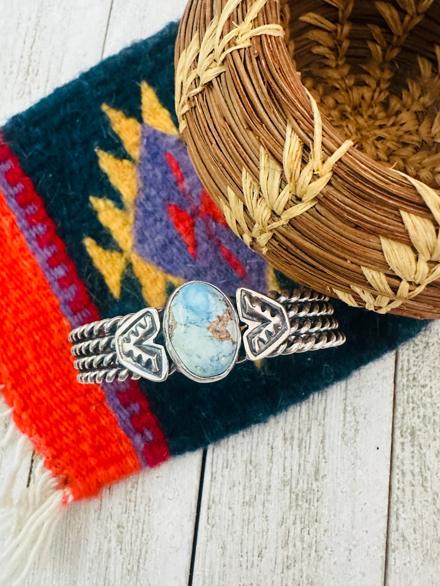 Handcrafted Sterling Silver & Golden Hills Turquoise Cuff Bracelet