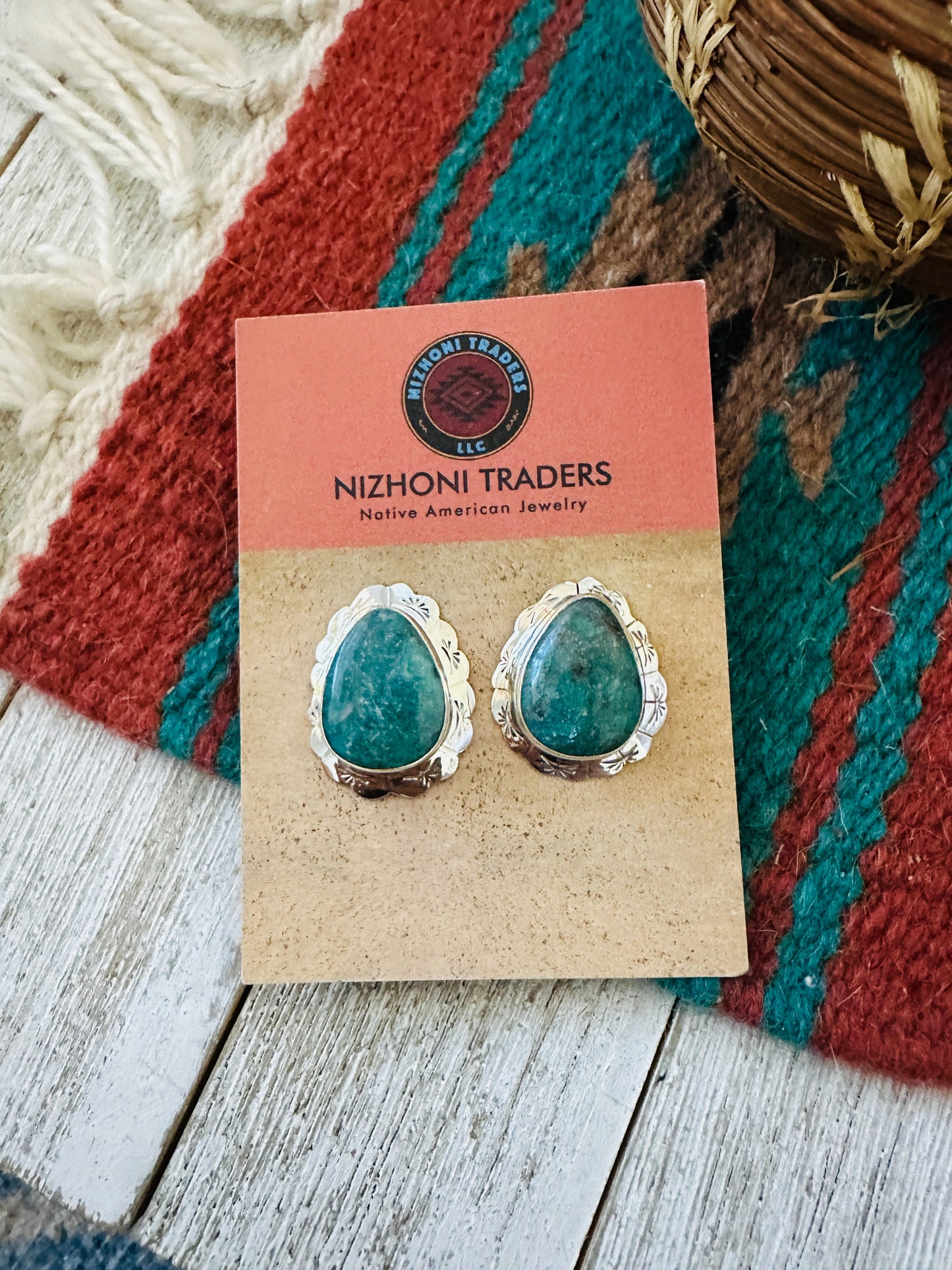 Handcrafted Turquoise & Sterling Silver Concho Post Earrings