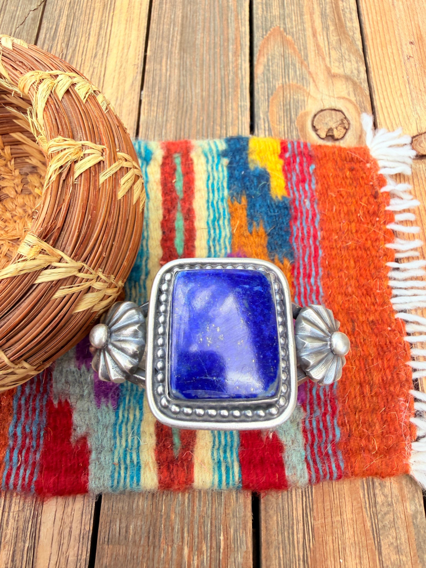 Handcrafted Sterling Silver and Lapis Cuff Bracelet by Chimney Butte