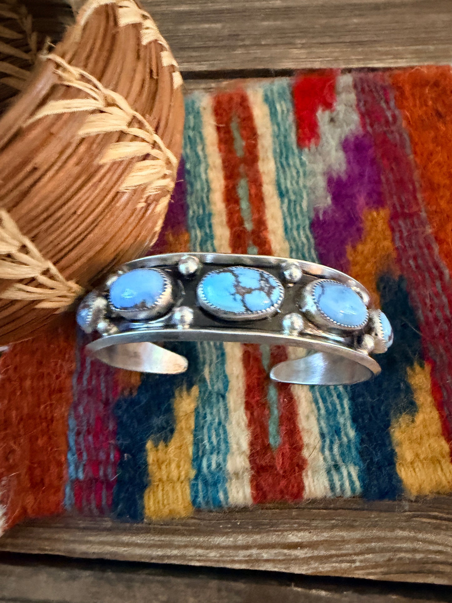 Handcrafted Golden Hills Turquoise & Sterling Silver Cuff Bracelet by Paul Largo