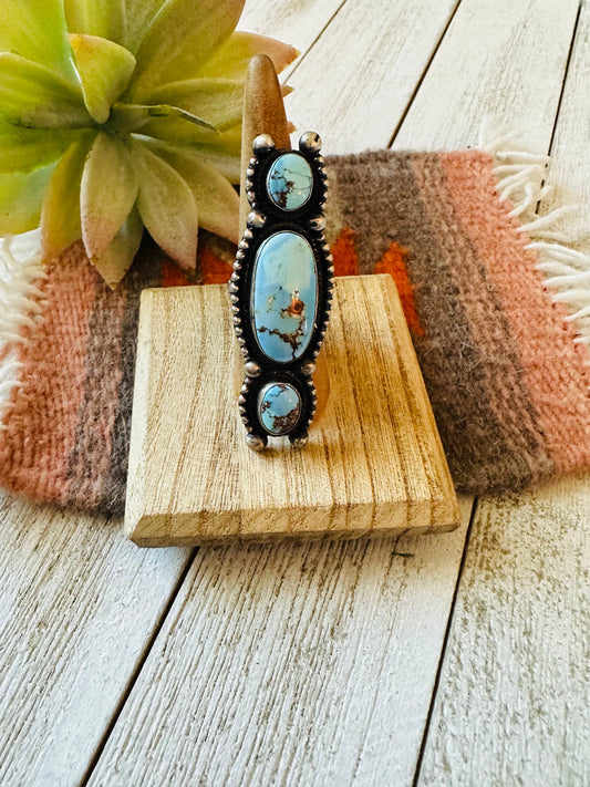 Handcrafted Golden Hills Turquoise & Sterling Silver Ring Size 6.5 by Kathleen Livingston