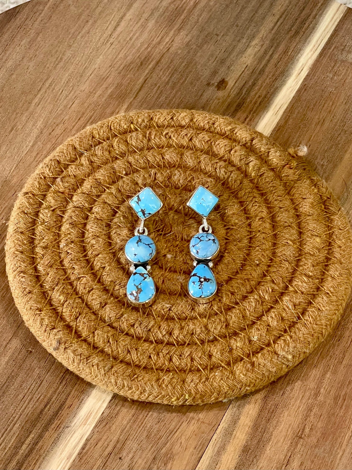 Handcrafted Sterling Silver & Golden Hills Post Dangle Earrings