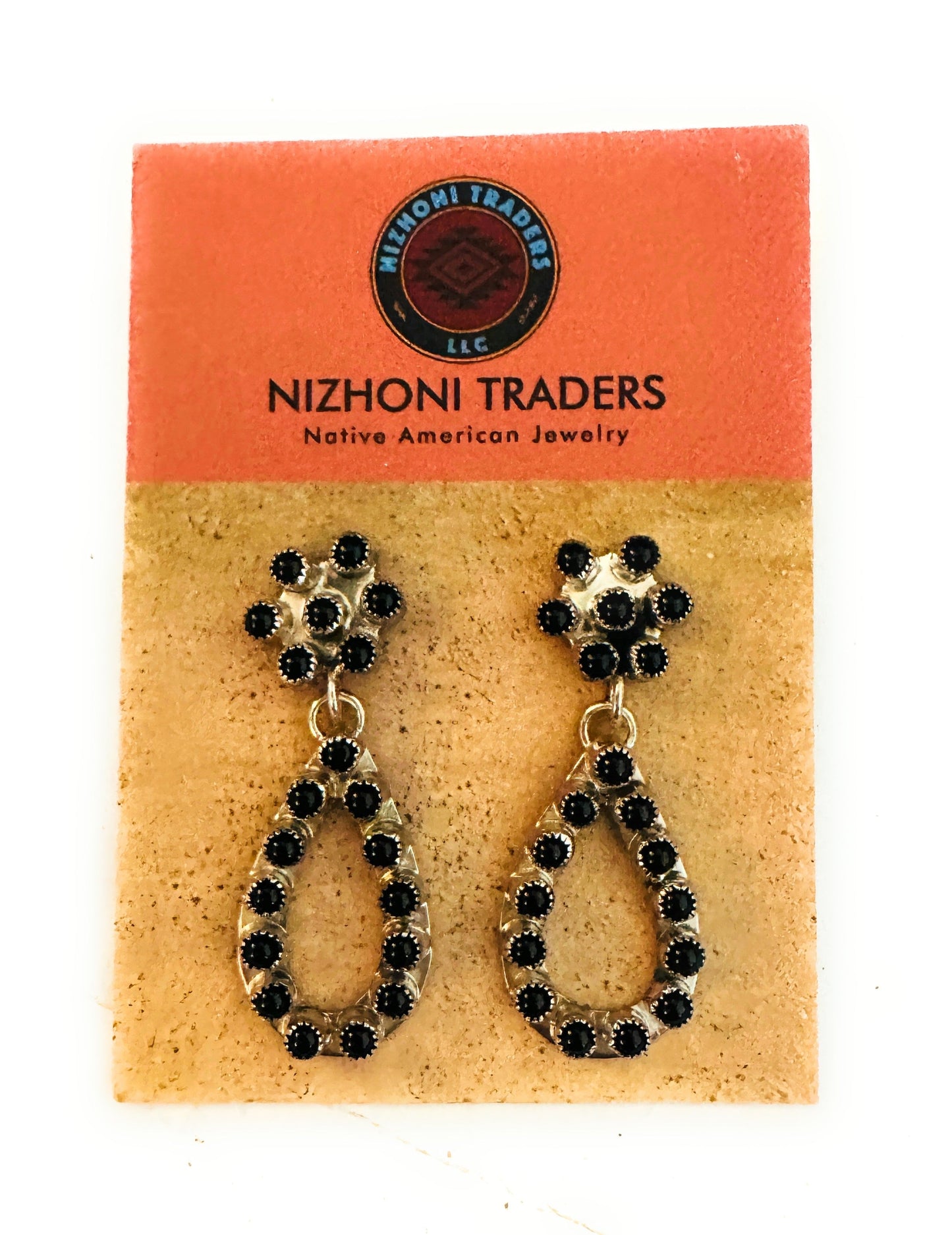 Handcrafted Sterling Silver & Black Onyx Petit Point Dangle Earrings