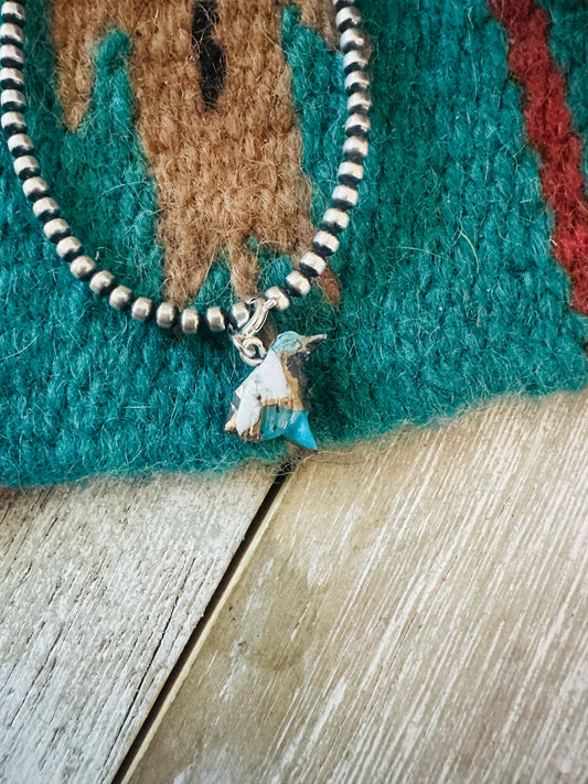 Handcrafted & Hand Carved Blue Mojave Bird Charm