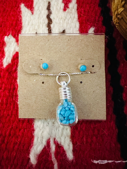 Handcrafted Sleeping Beauty Turquoise & Sterling Silver Dreamer Necklace Set