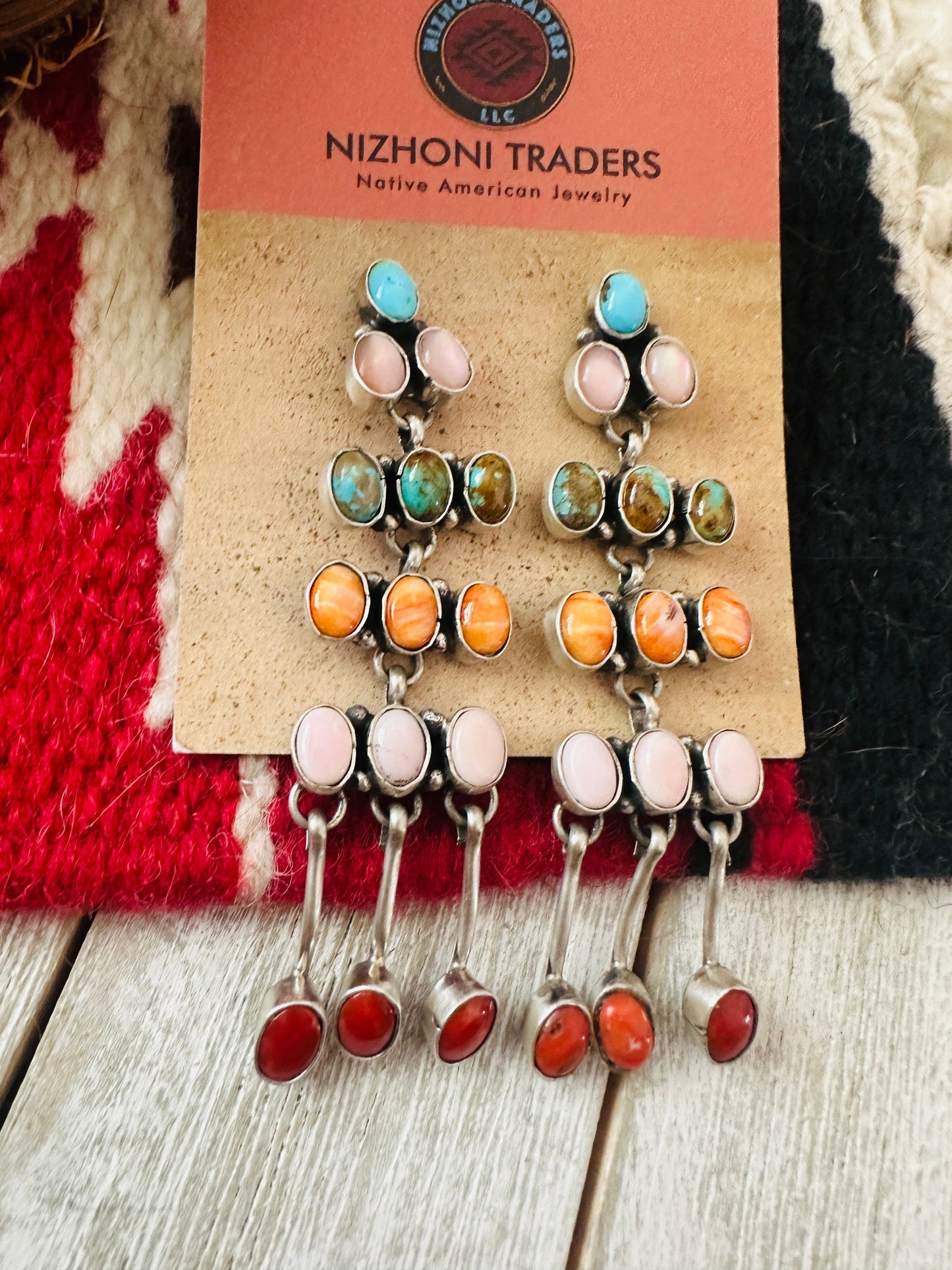 Handcrafted Multi Stone & Sterling Silver Chandelier Dangle Earrings by Marcella James