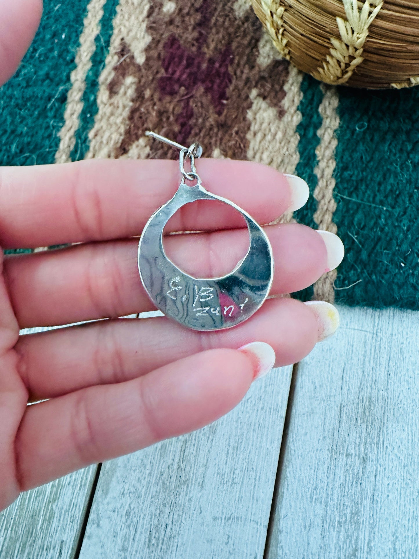 Handcrafted Mother of Pearl & Sterling Silver Inlay Dangle Earrings