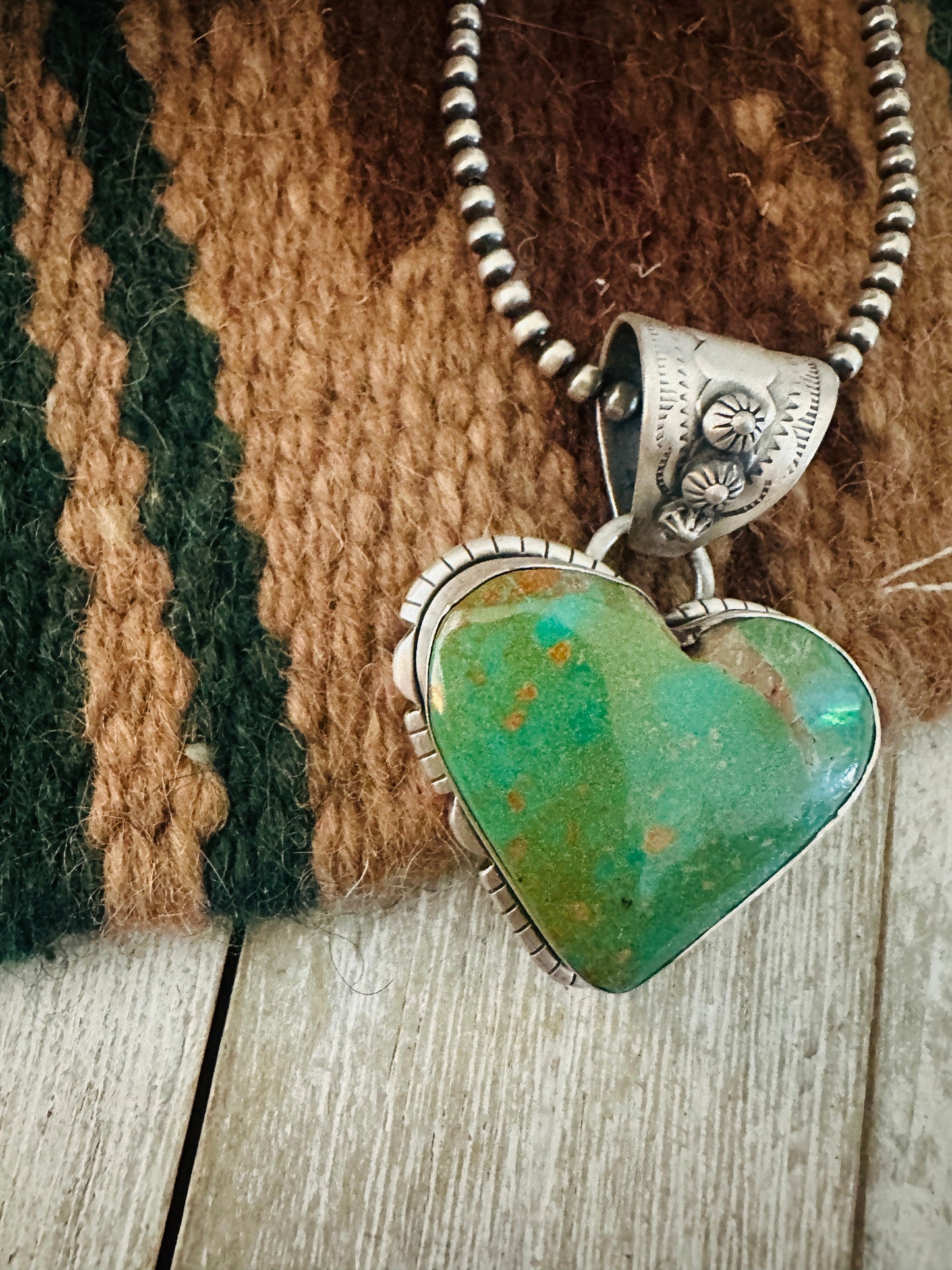 Handmade Turquoise & Sterling Silver Heart Pendant