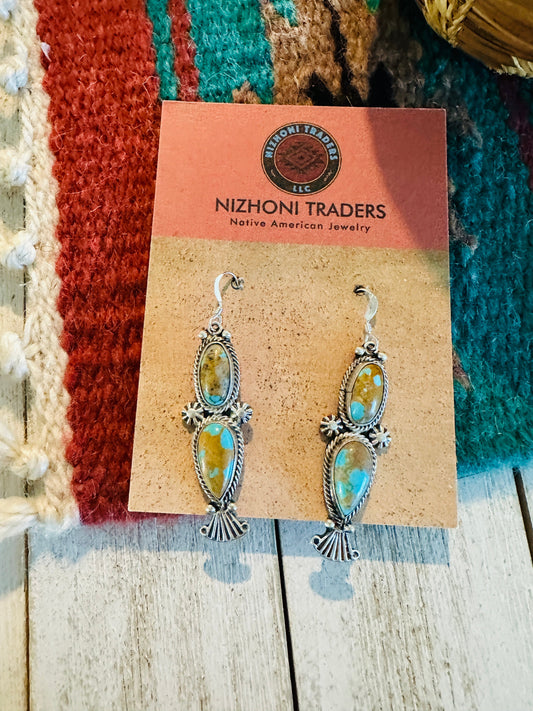 Handcrafted Number 8 Turquoise & Sterling Silver Dangle Earrings