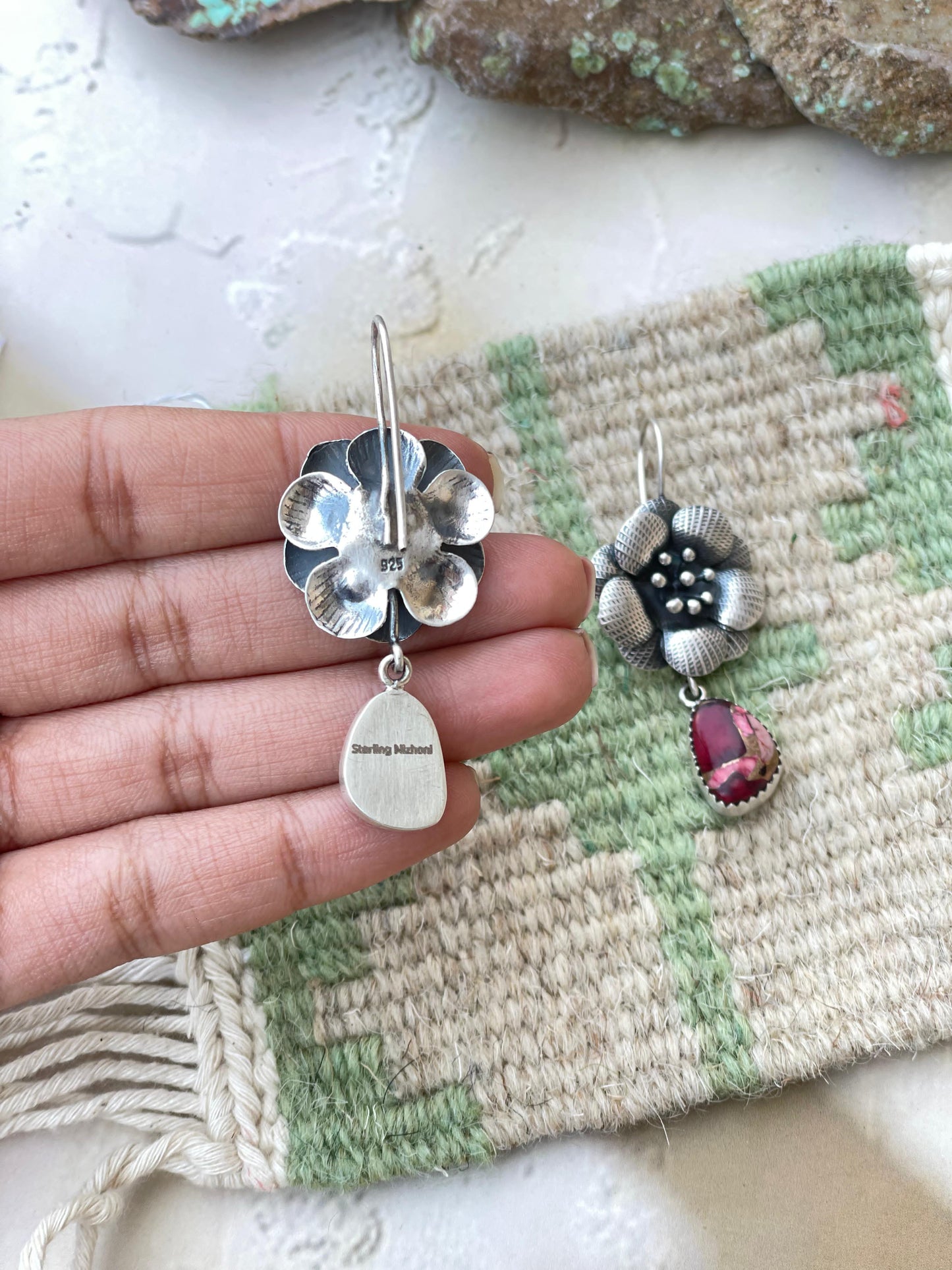 Dahlia Rose Handmade Sterling Silver Flower Dangles