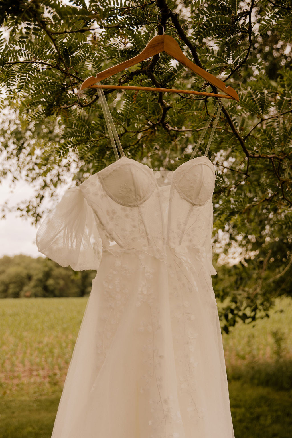 The Iris Gown – Romantic Ivory A-Line Wedding Dress with Floral Appliqués