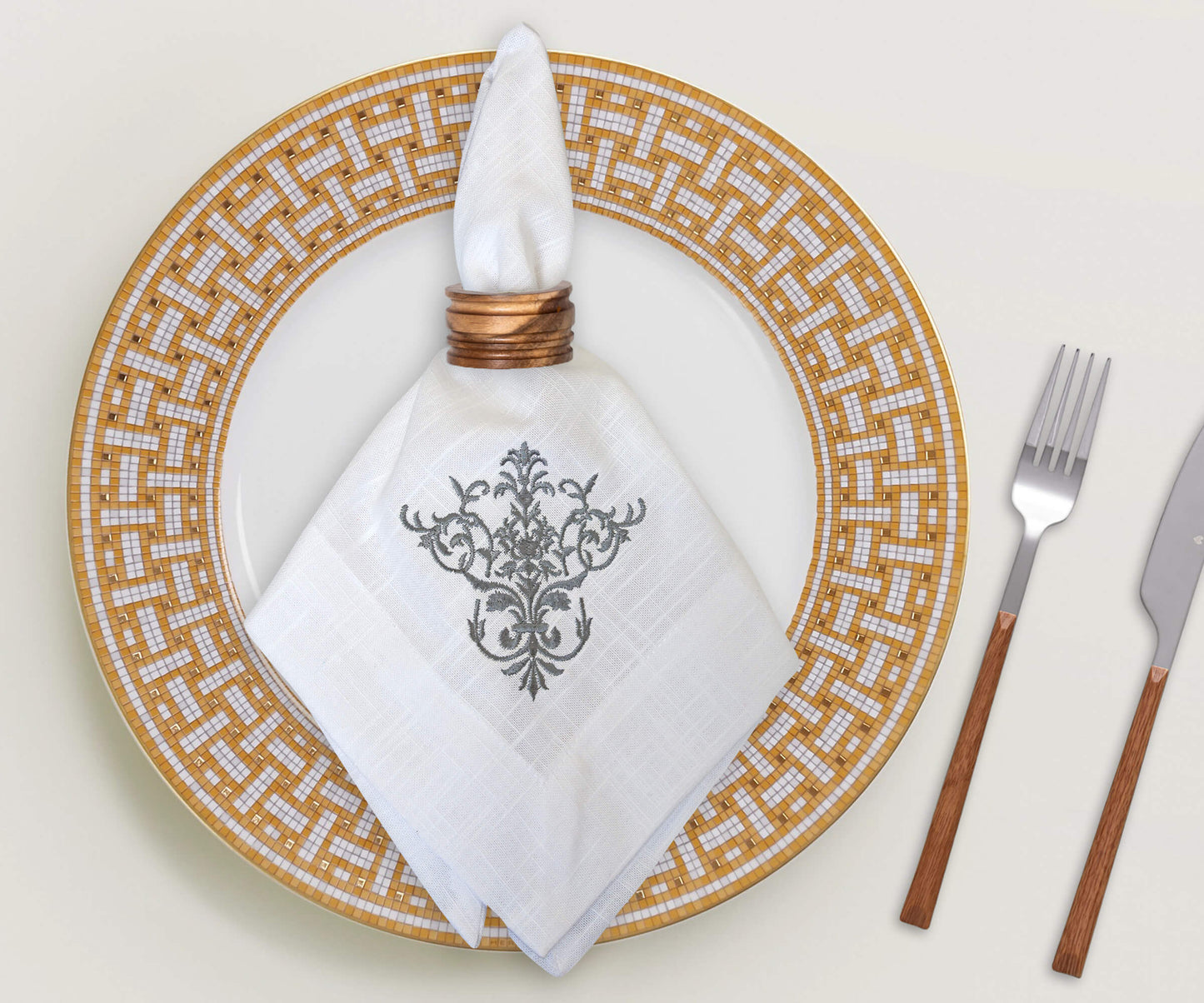 White Wedding Napkins - Victorian Napkins