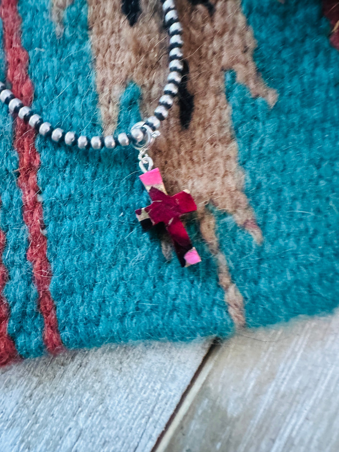 Handcrafted  & Hand Carved Rose Dahlia Cross Charm