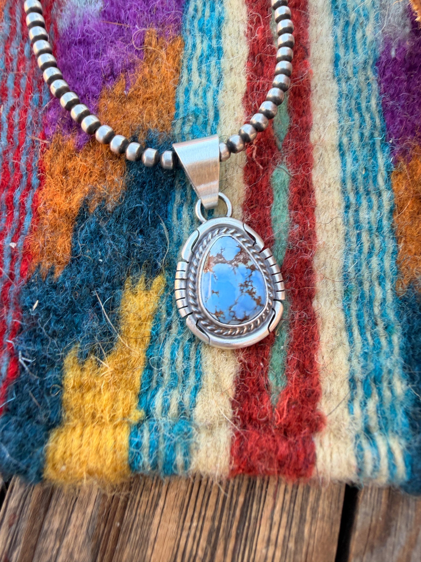 Handcrafted Sterling Silver & Golden Hills Turquoise Pendant by David Skeets
