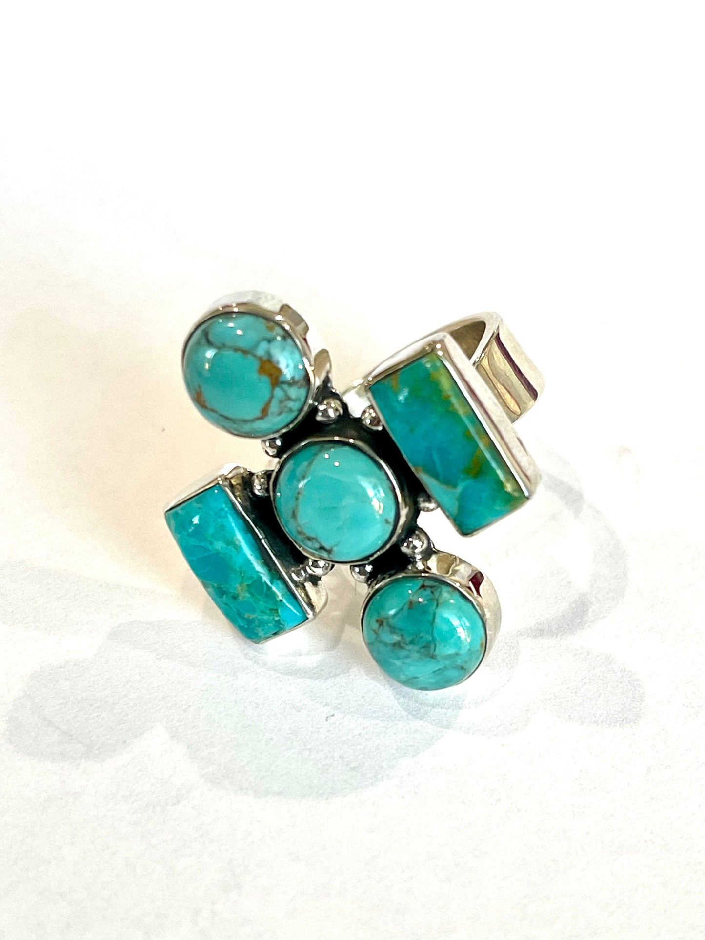 Handmade Turquoise And Sterling Silver Adjustable  Ring