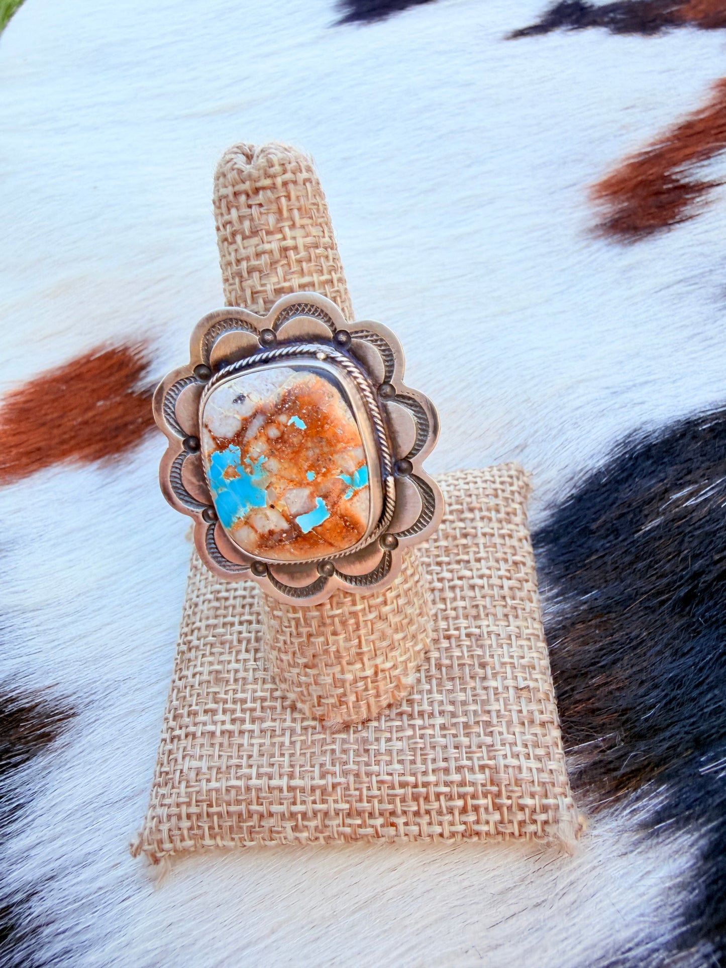 Handcrafted Royston Turquoise & Sterling Silver Ring Size 9 by Danny Henio