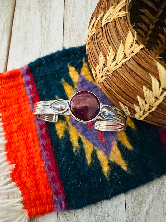Handcrafted Sterling Silver & Purple Spiny Cuff Bracelet