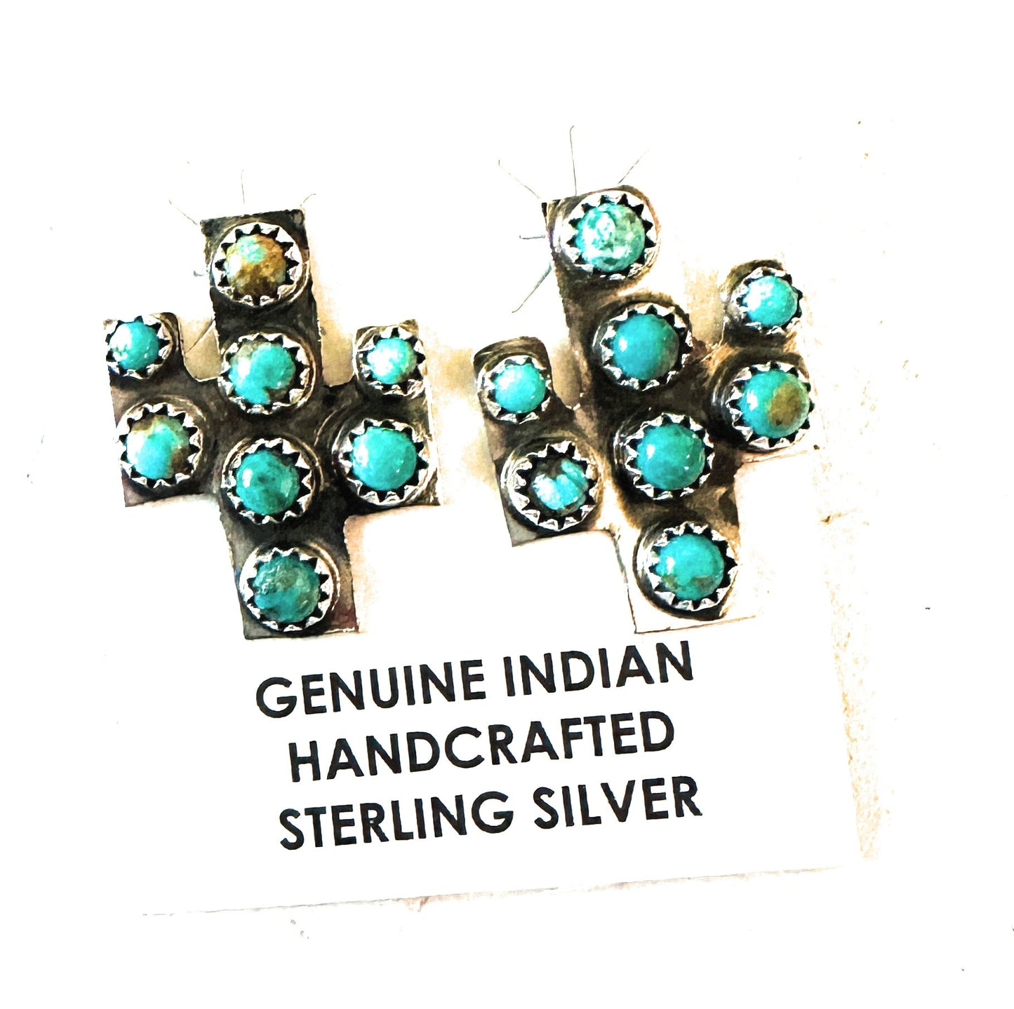 Handcrafted Sterling Silver & Turquoise Cactus Post Earrings