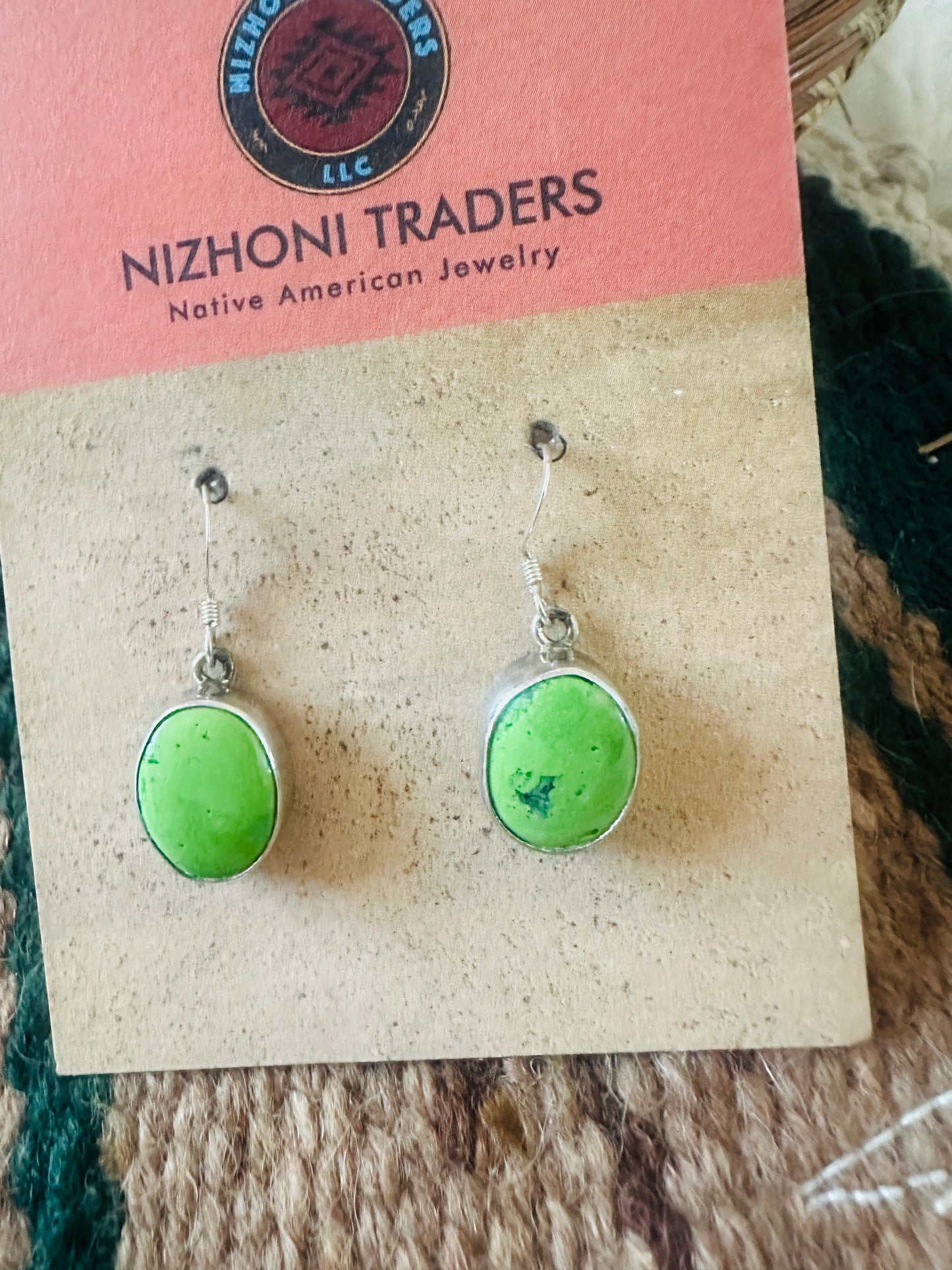 Handcrafted Green Turquoise & Sterling Silver Dangle Earrings