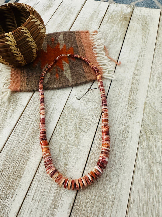 Handcrafted Orange Spiny Oyster 18” Beaded Necklace