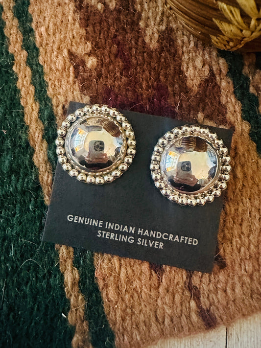 Handcrafted Sterling Silver Concho Post Earrings