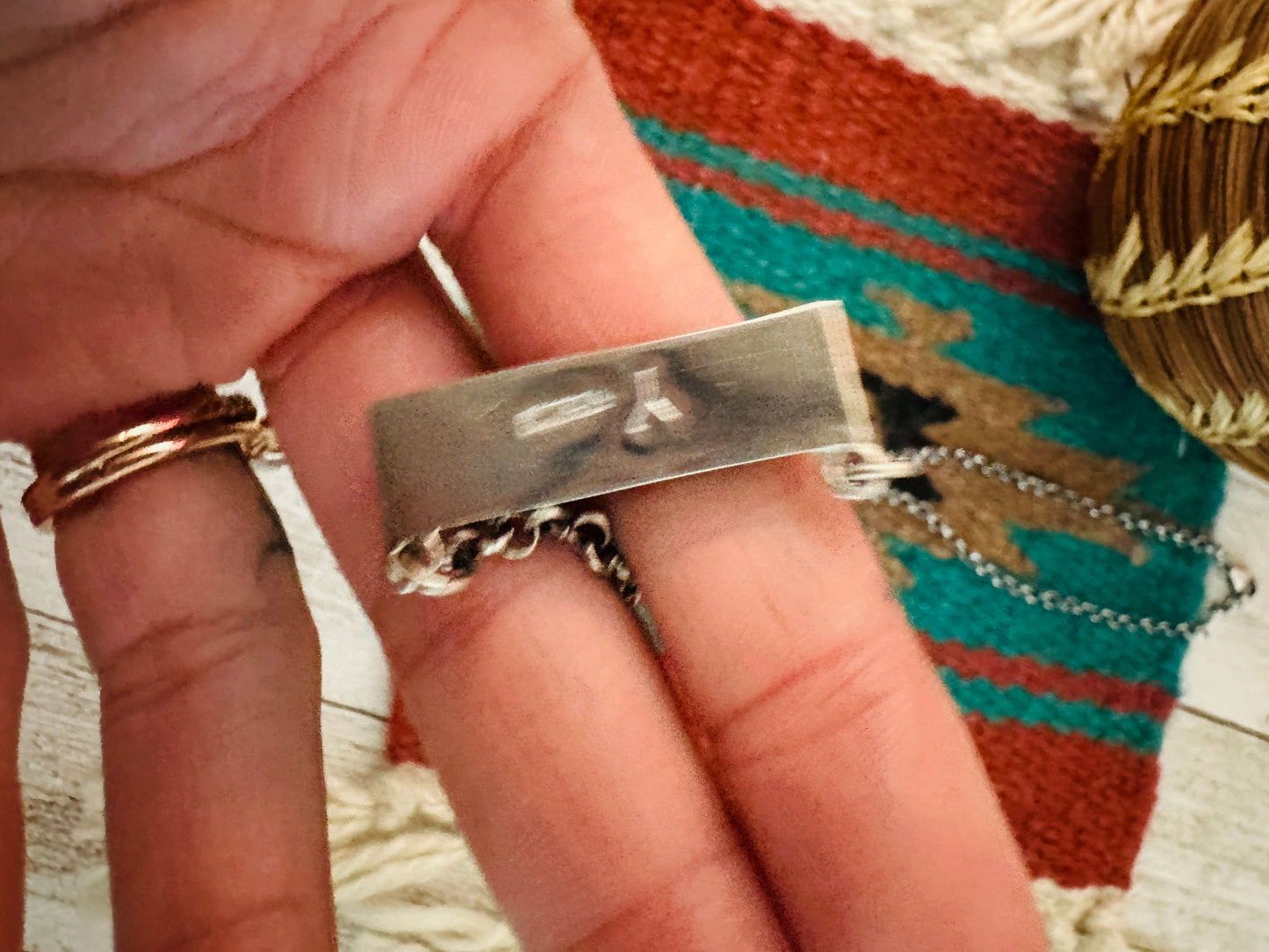 Handcrafted Multi Stone & Sterling Silver Inlay Bar Necklace