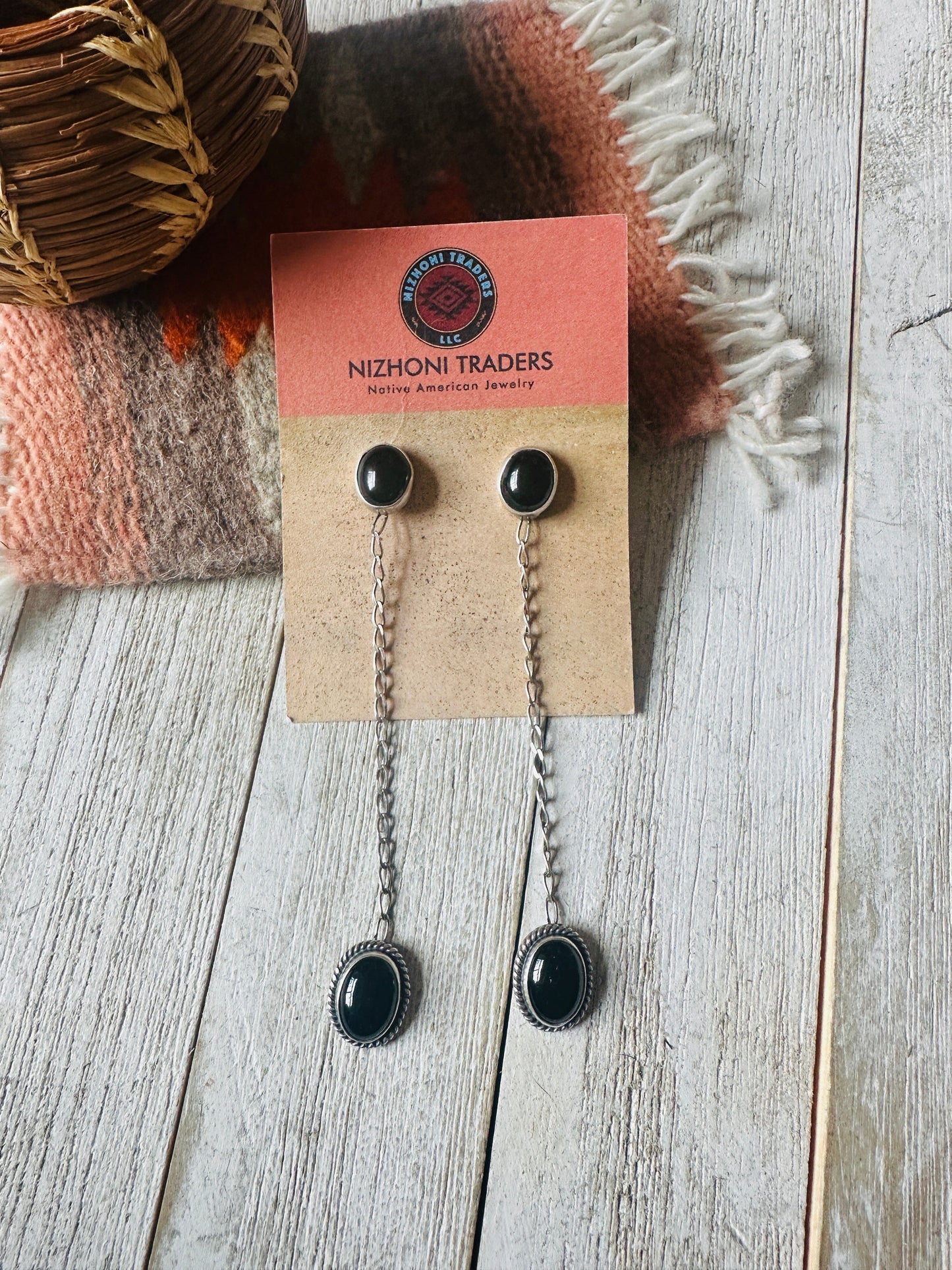 Handcrafted Sterling Silver & Black Onyx Dangle Earrings