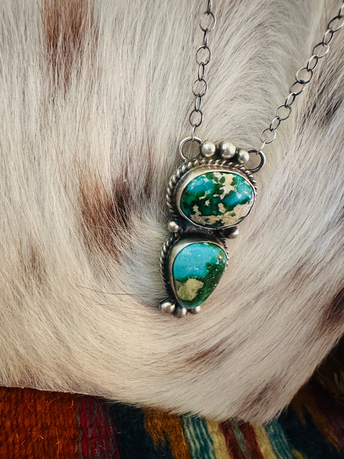 Handcrafted Sonoran Mountain Turquoise & Sterling Silver Necklace by Vicky Hicks