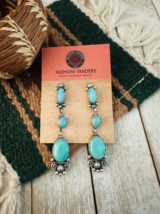 Handcrafted Sterling Silver & Turquoise Dangle Earrings