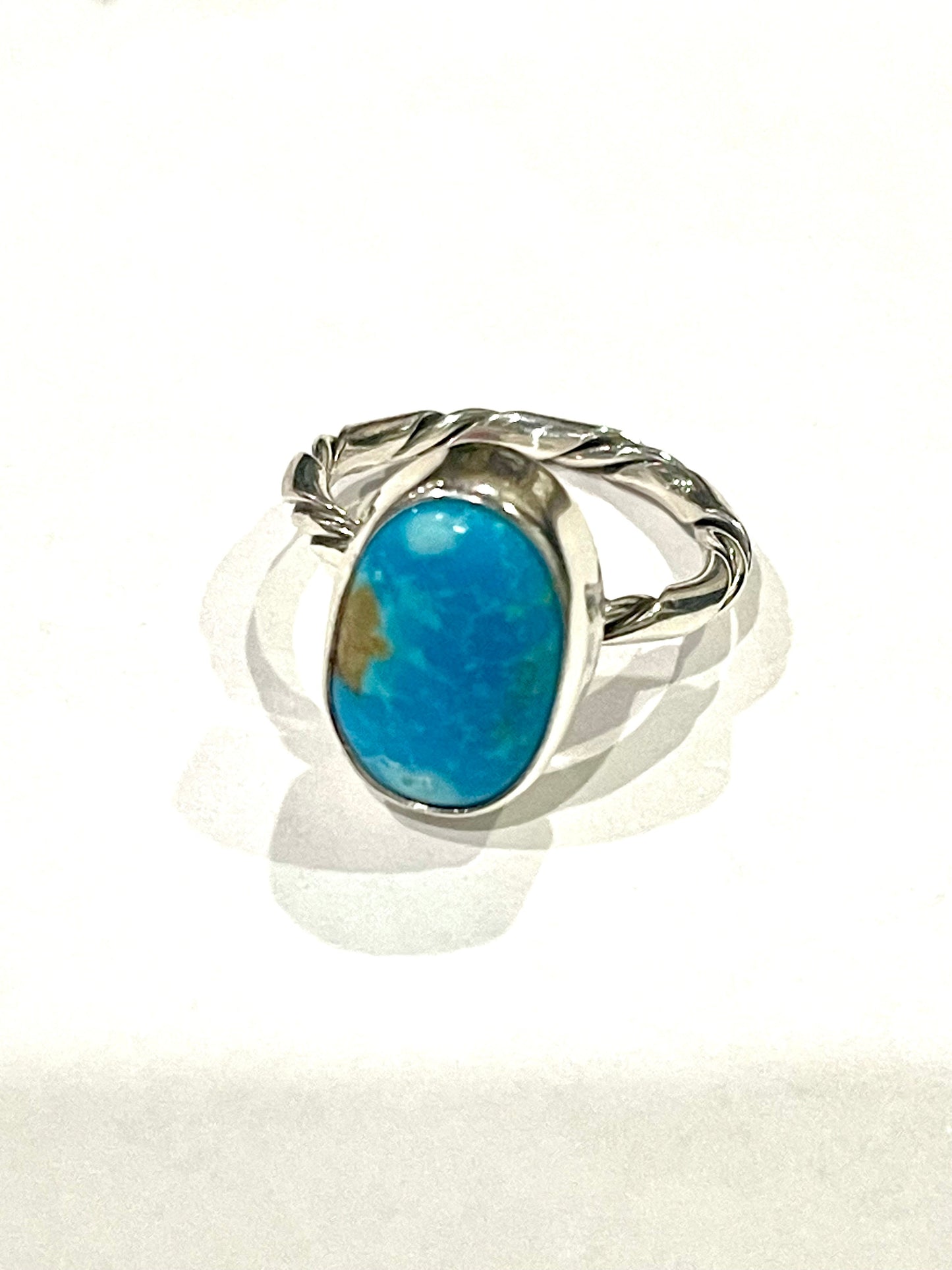 Handcrafted Turquoise & Sterling Silver Ring Size 7.25